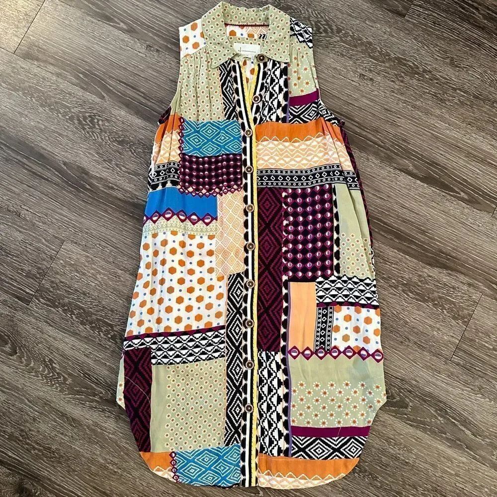 Anthropologie Everyway Patchwork Shirt Dress